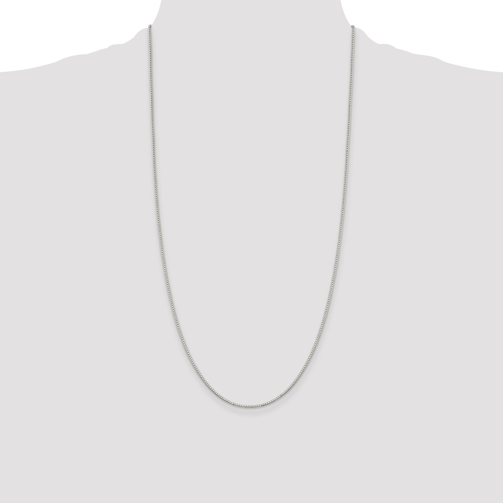 Sterling Silver Rhodium-plated 1.1mm Box Chain (QBX022R-28)