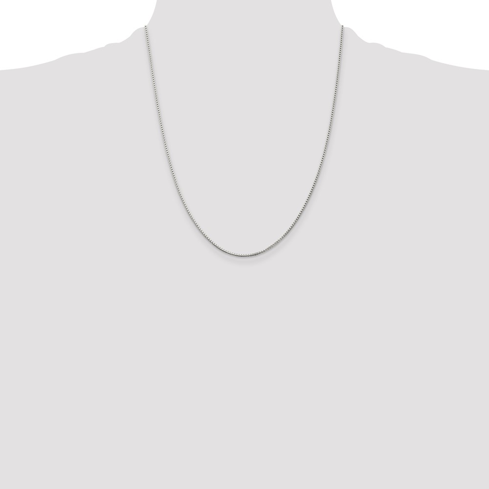 Sterling Silver Rhodium-plated 1.25mm Box Chain w/4in ext. (QBX024RH-22)