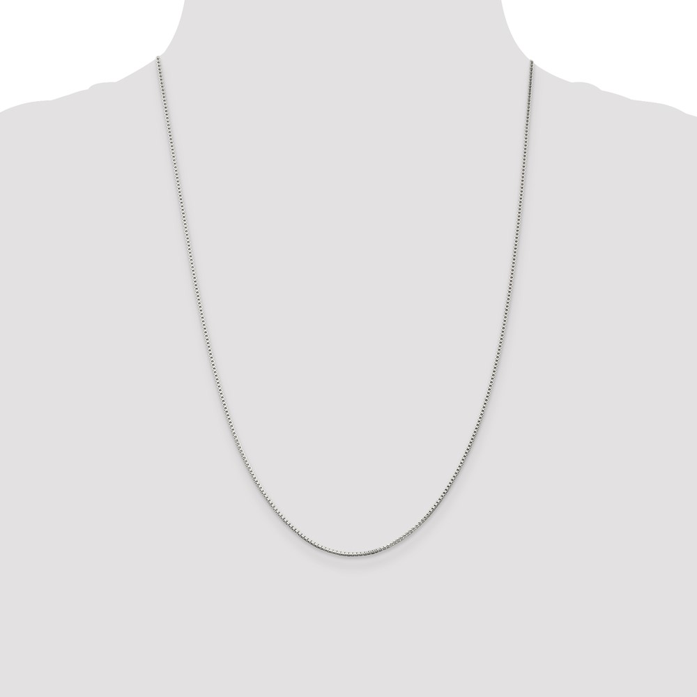 Sterling Silver Rhodium-plated 1.25mm Box Chain (QBX024R-24)