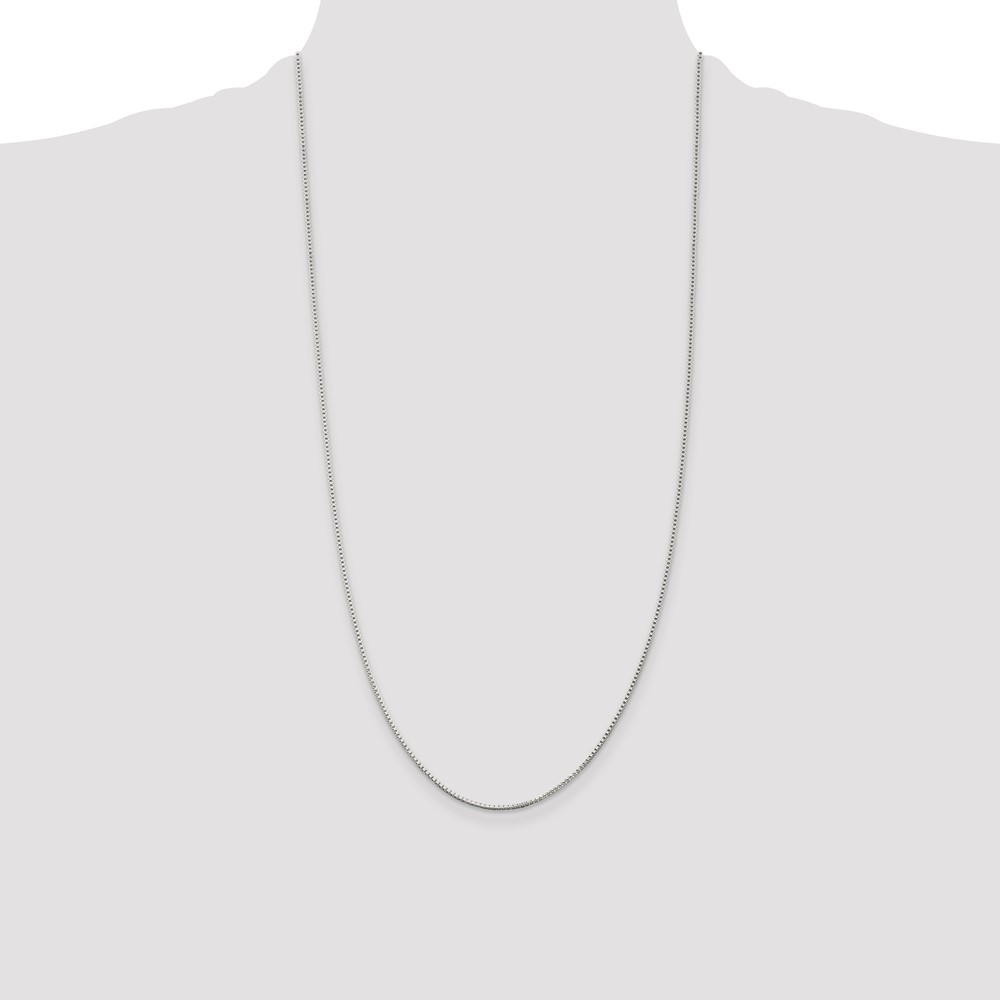 Sterling Silver Rhodium-plated 1.25mm Box Chain (QBX024R-28)