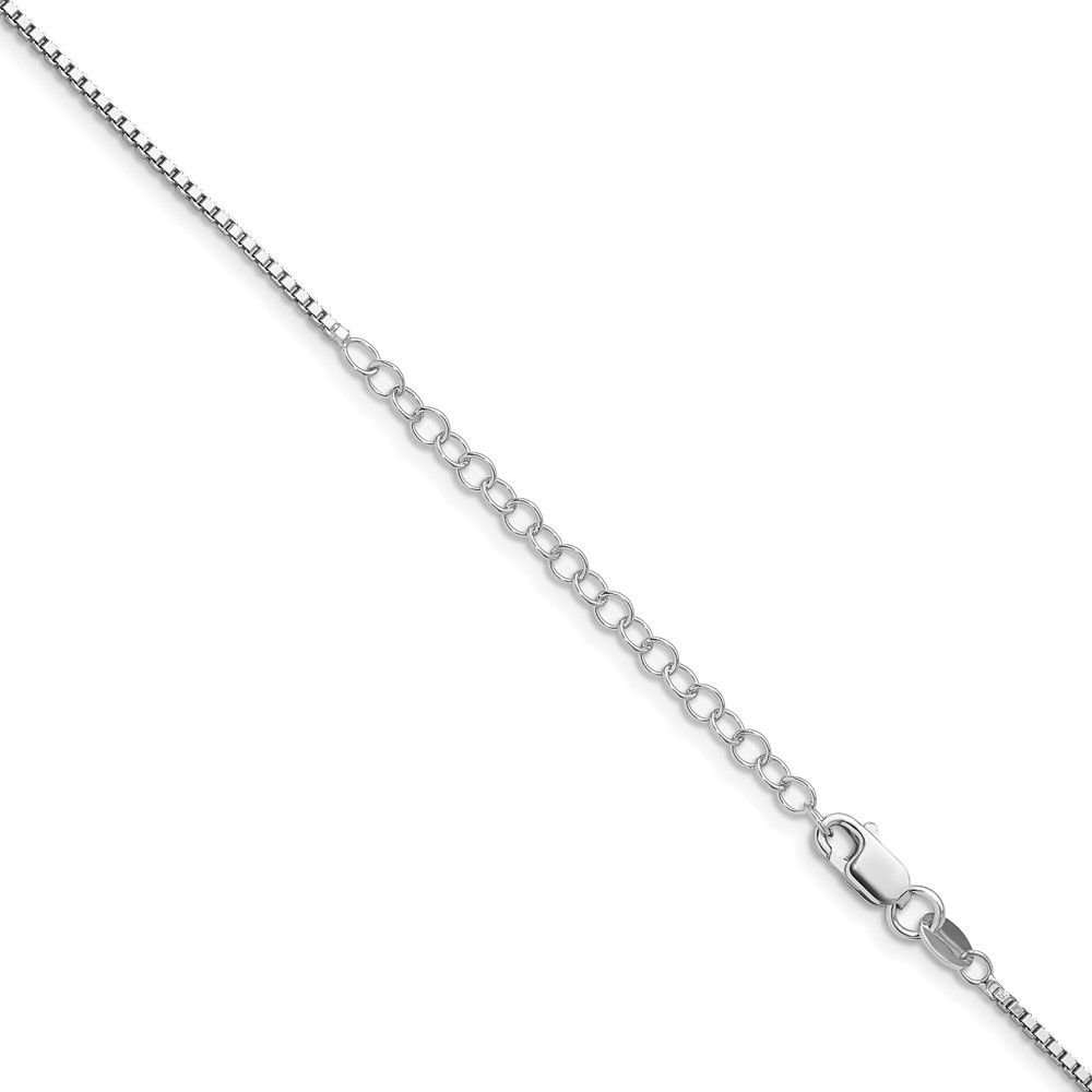 Sterling Silver Rhodium-plated 1.4mm Box Chain w/2in ext. (QBX026RH-18)