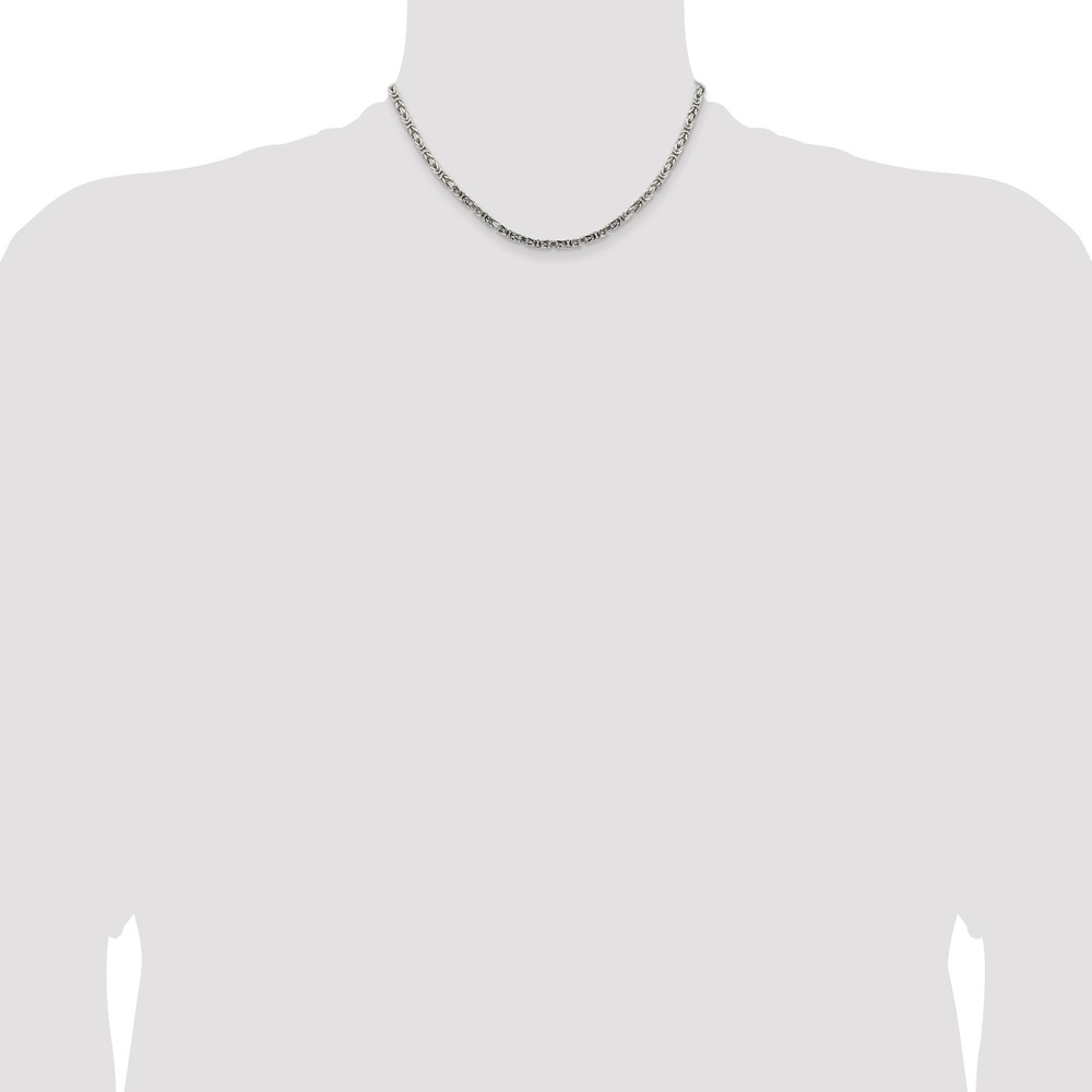 Sterling Silver 3.25mm Byzantine Chain (QBZ080-16)