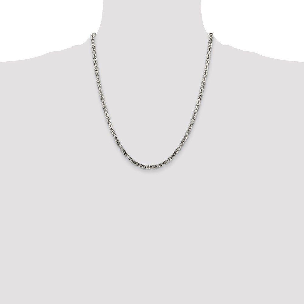 Sterling Silver 3.25mm Byzantine Chain (QBZ080-22)