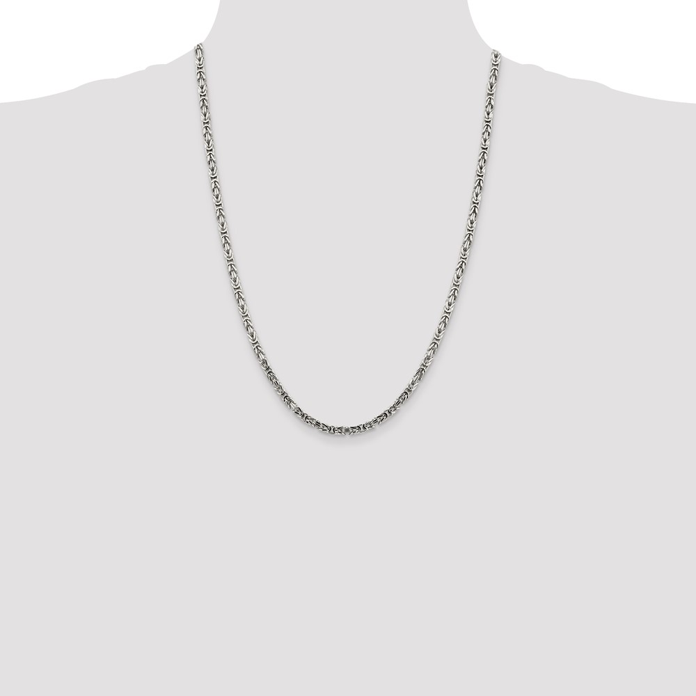 Sterling Silver 3.25mm Byzantine Chain (QBZ080-24)