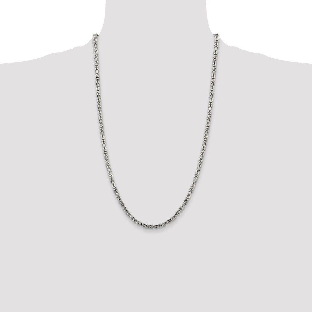 Sterling Silver 3.25mm Byzantine Chain (QBZ080-26)