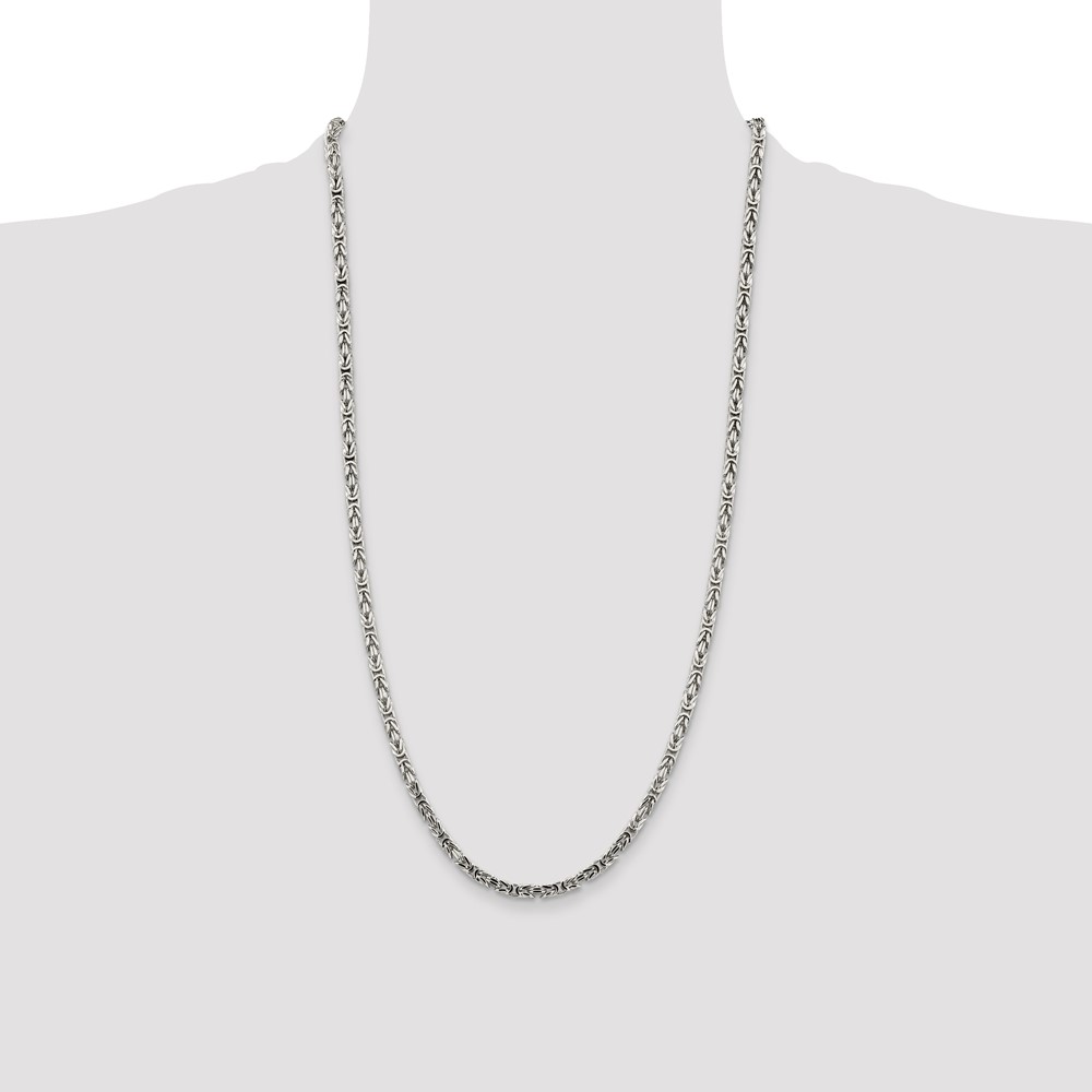 Sterling Silver 3.25mm Byzantine Chain (QBZ080-28)