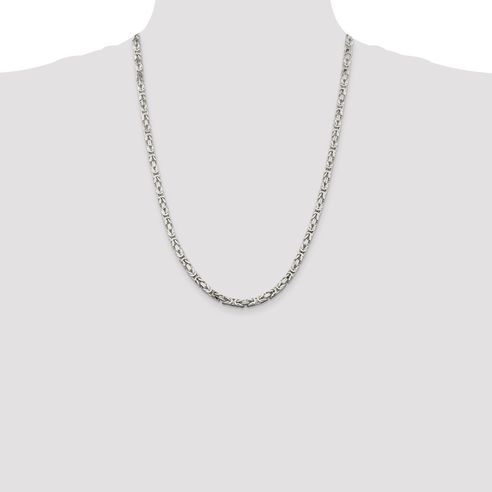 Sterling Silver 4.25mm Byzantine Chain (QBZ100-24)