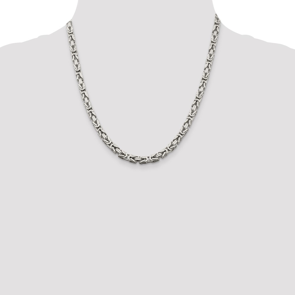Sterling Silver 5mm Byzantine Chain (QBZ120-20)