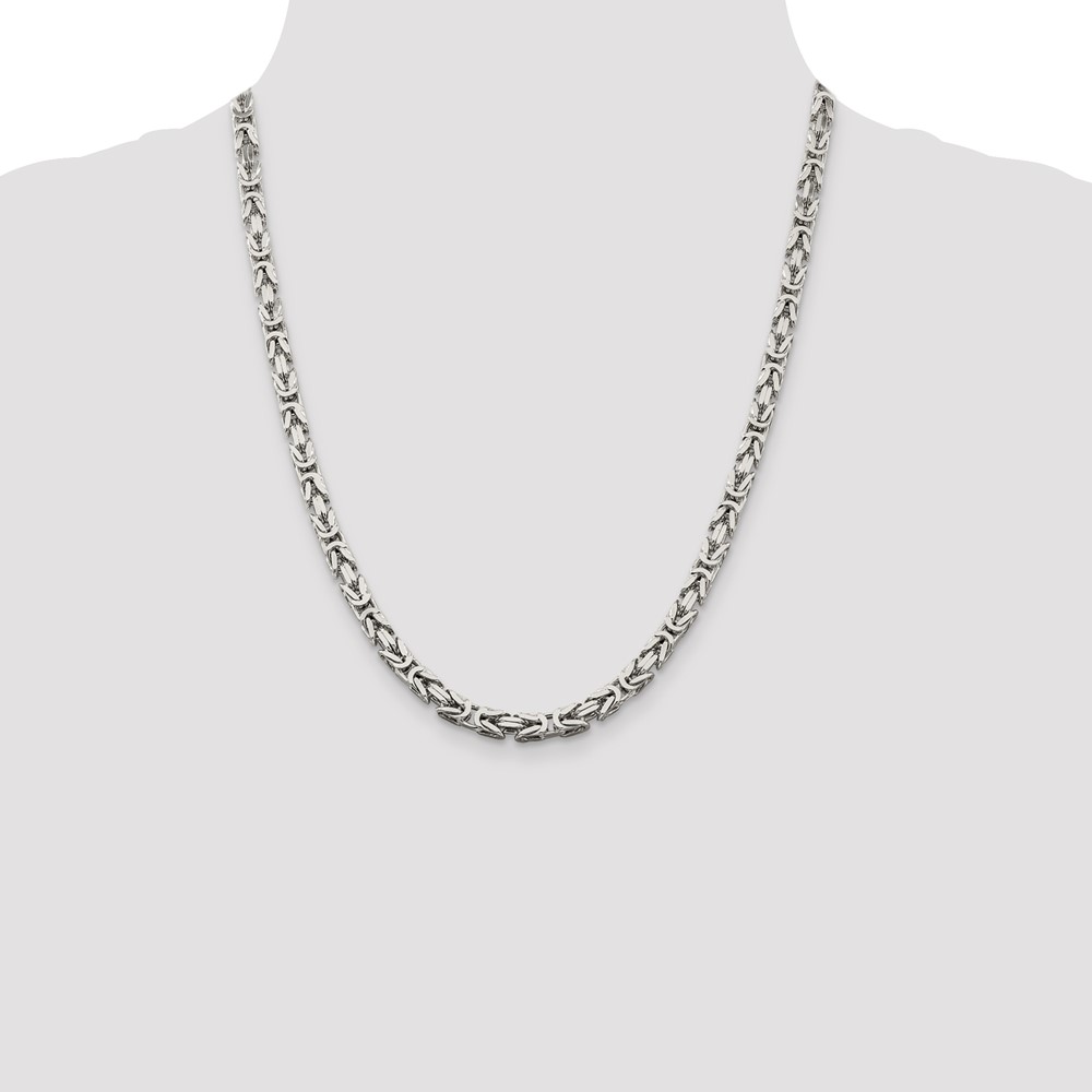 Sterling Silver 5mm Byzantine Chain (QBZ120-22)