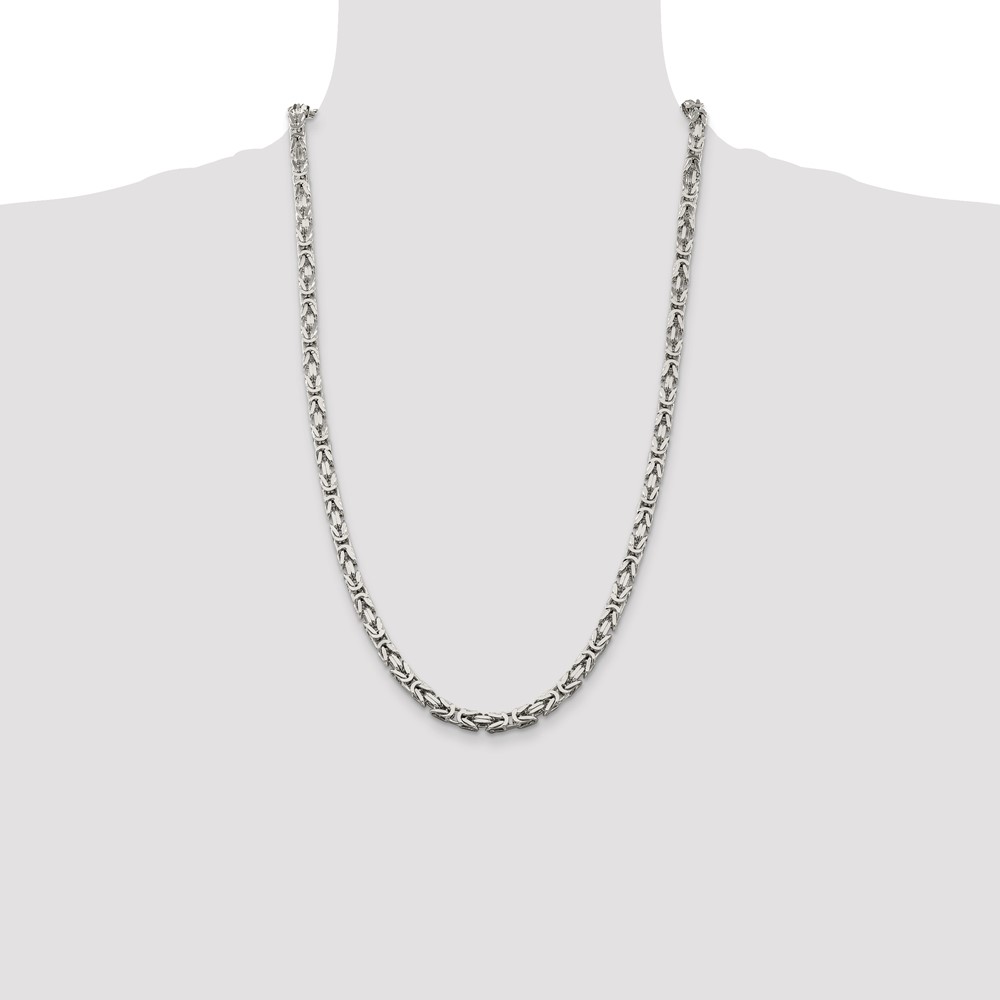 Sterling Silver 5mm Byzantine Chain (QBZ120-26)