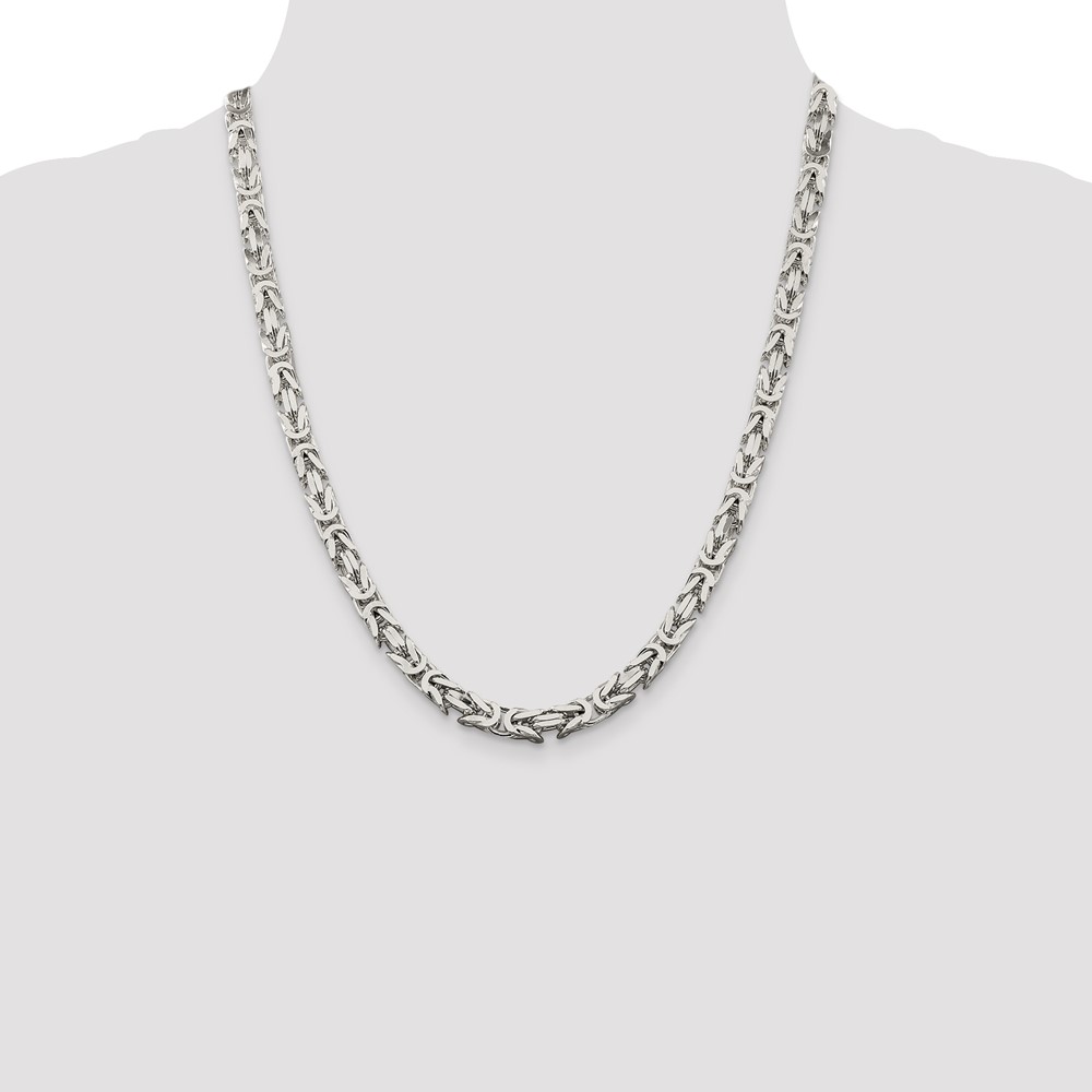 Sterling Silver 6mm Byzantine Chain (QBZ150-24)
