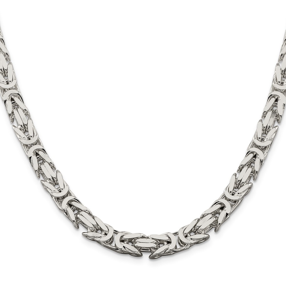 Sterling Silver 7.5mm Byzantine Chain (QBZ180-22)