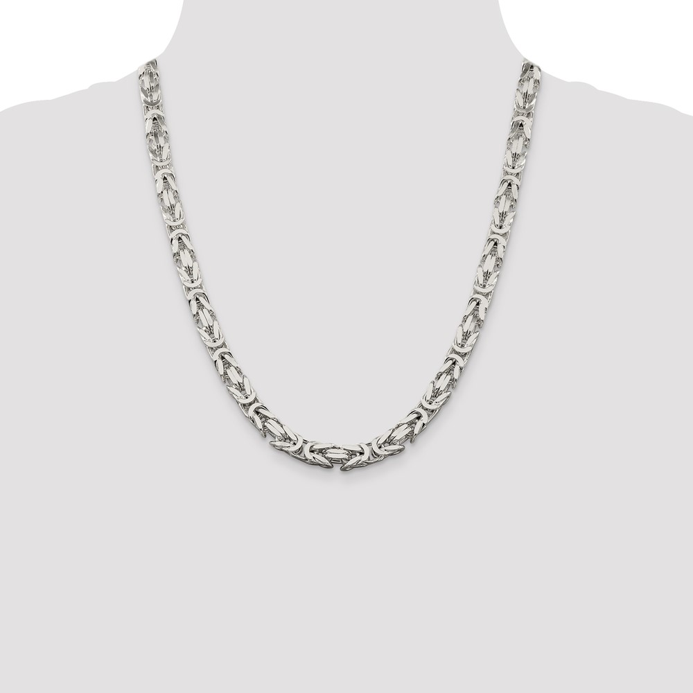 Sterling Silver 7.5mm Byzantine Chain (QBZ180-22)