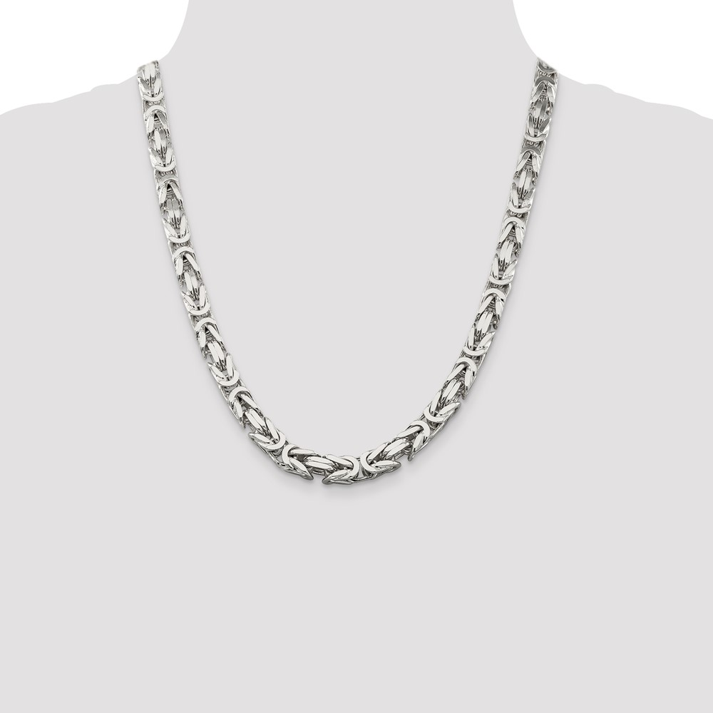 Sterling Silver 8.25mm Byzantine Chain (QBZ200-22)