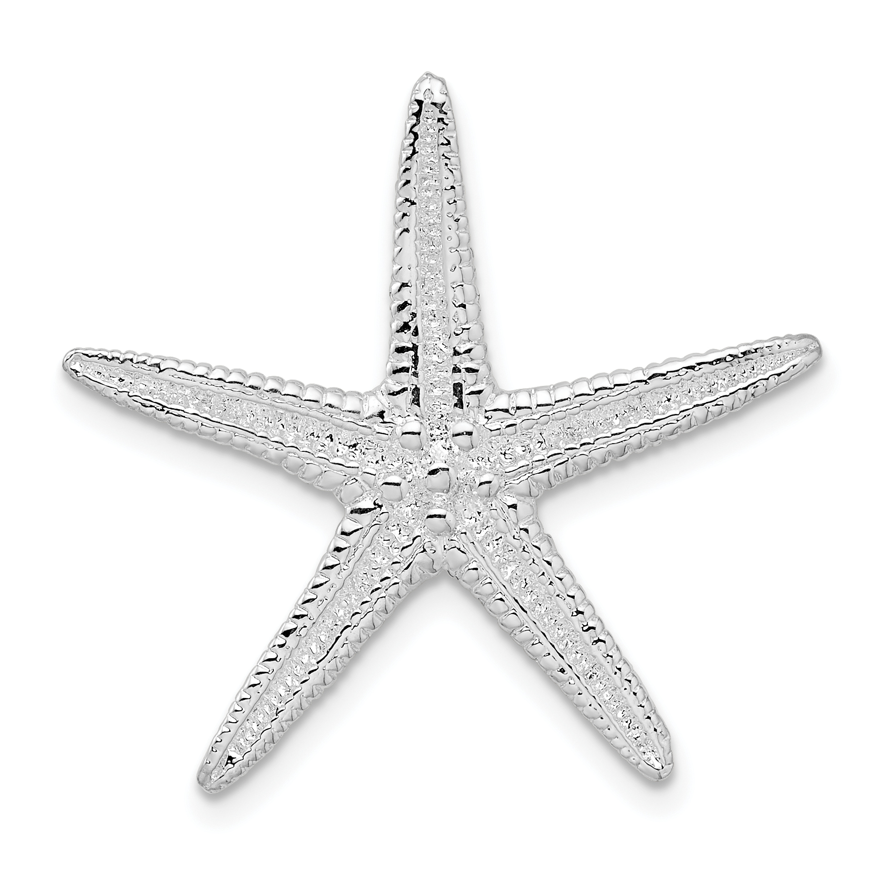 De-Ani Sterling Silver Rhodium-Plated Polished and Textured Starfish Slide (QC10046)