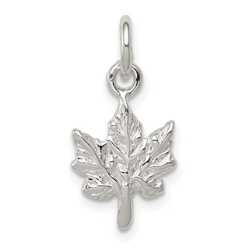 Sterling Silver Polished Maple Leaf Charm