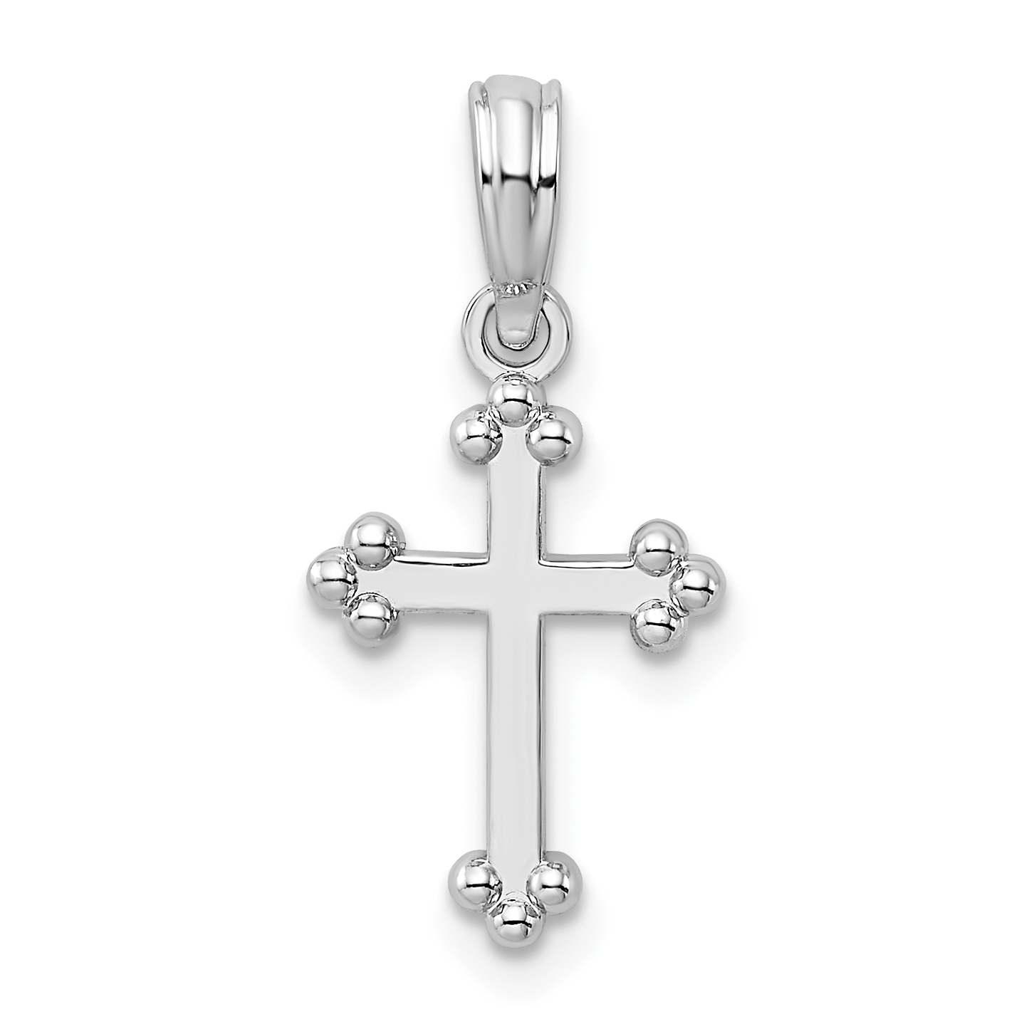 De-Ani Sterling Silver Rhodium-plated Polished Small Budded Cross Pendant (QC10163)