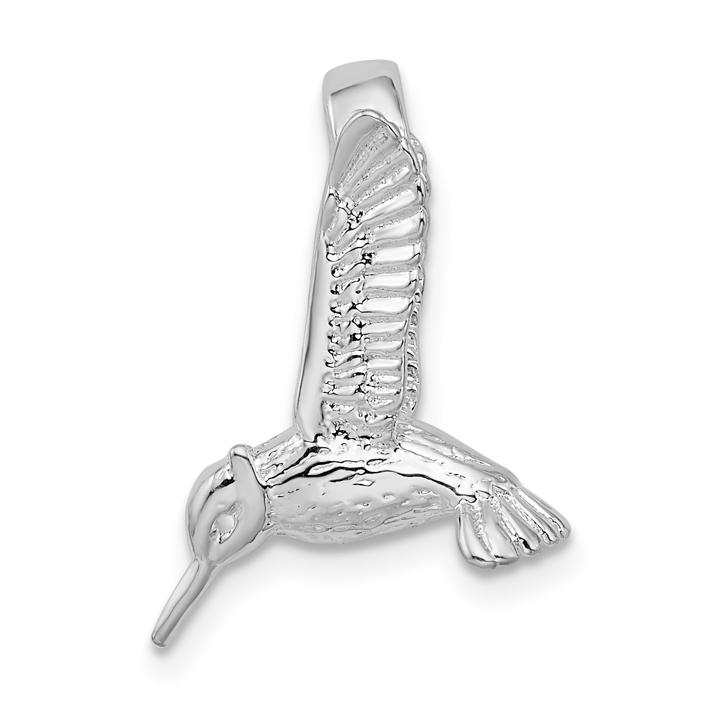 De-Ani Sterling Silver Rhodium-Plated Polished 3D Hummingbird Slide (QC10281)