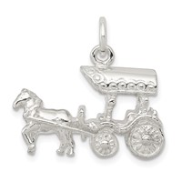 Sterling Silver Horse & Carriage Charm view 1