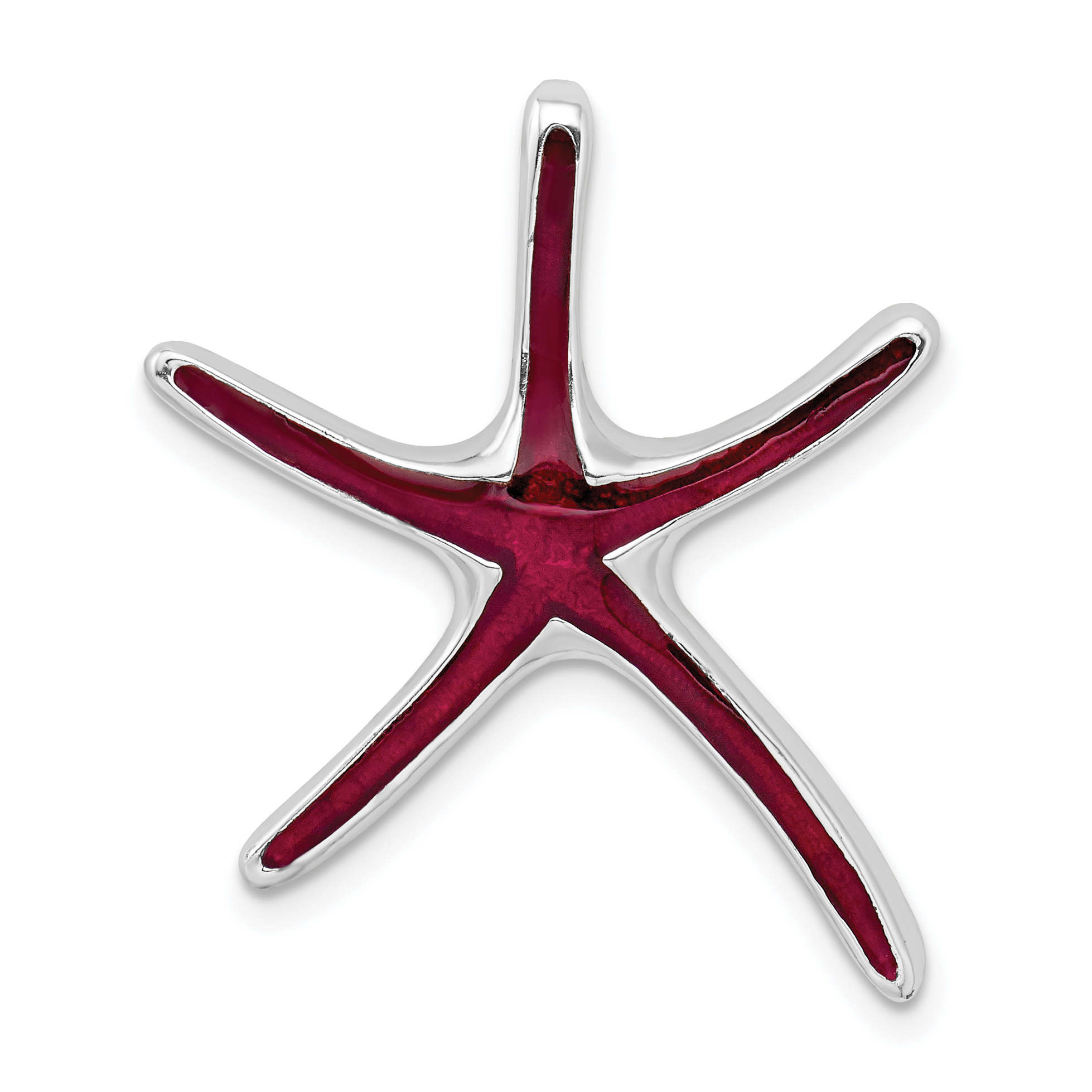 De-Ani Sterling Silver Rhodium-Plated Polished Enameled Dancing Starfish Slide (QC10620)