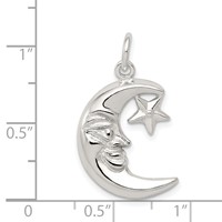 Sterling Silver Polished Moon and Star Pendant view 3