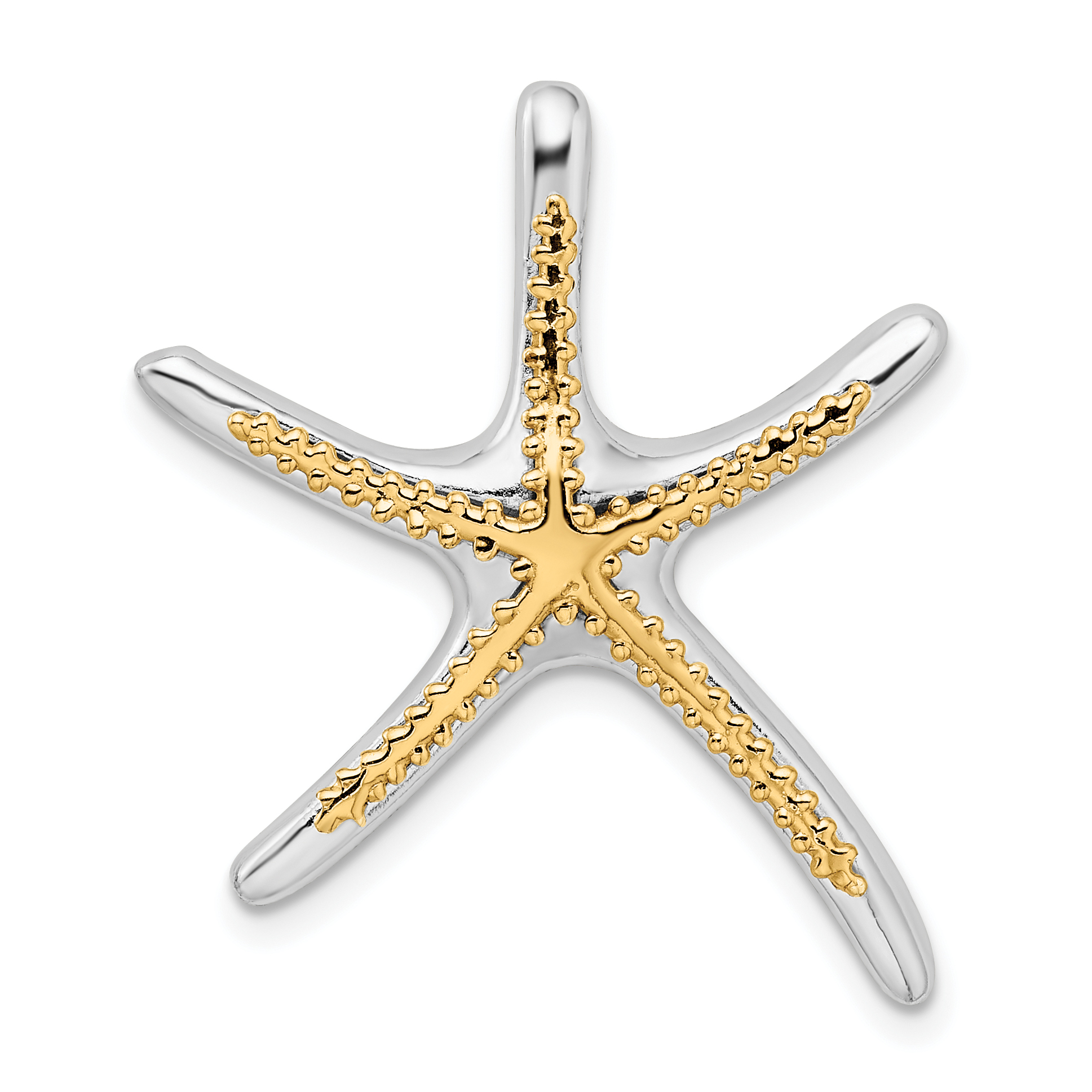 De-Ani Sterling Silver Rhodium-Plated Dancing Starfish with 14k Accent Slide (QC10771G)