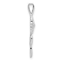 Sterling Silver Polished Long Stemmed Flower Pendant view 2