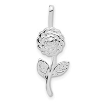 Sterling Silver Polished Long Stemmed Flower Pendant view 1