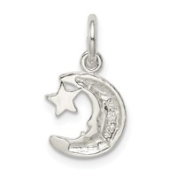 Sterling Silver Polished Moon and Star Charm view 4