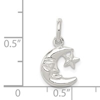 Sterling Silver Polished Moon and Star Charm view 3