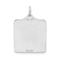 Sterling Silver Rhodium-plated Polished Front Satin Back Pink Enameled Engravable Large Birth Certificate Charm view 3