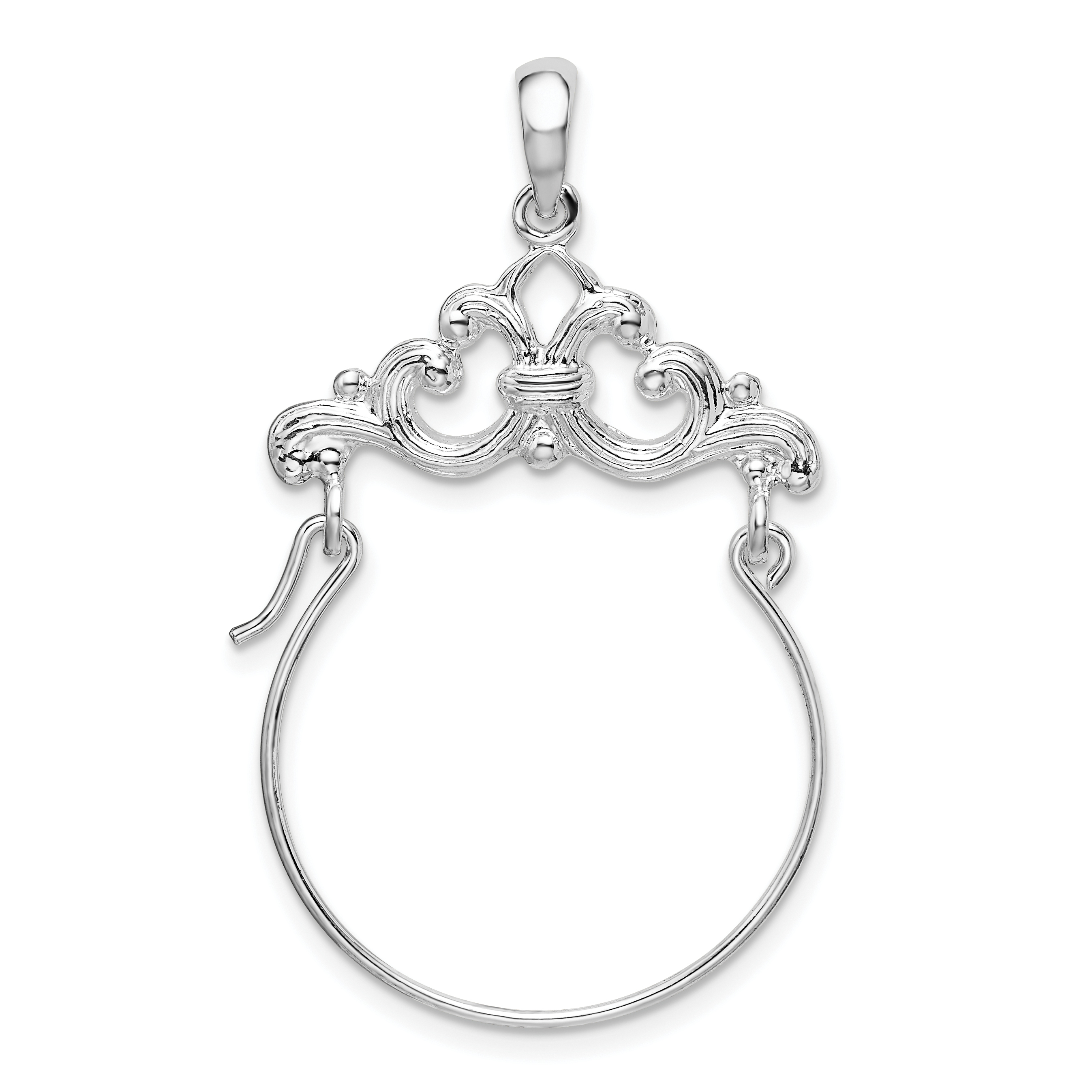 De-Ani Sterling Silver Rhodium-plated Polished Scroll Design Charm Holder (QC11005)