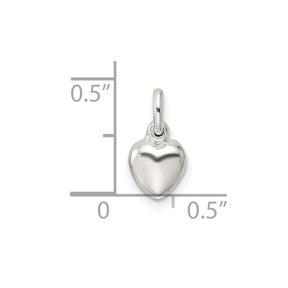 Sterling Silver Small Puffed Heart Charm (QC11008)