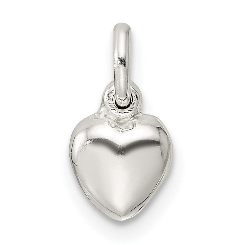 Sterling Silver Small Puffed Heart Charm (QC11008)