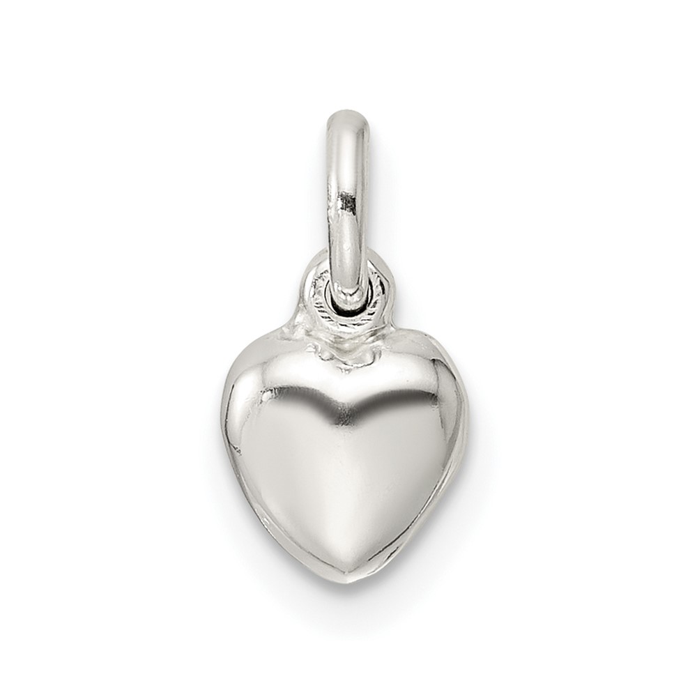 Sterling Silver Small Puffed Heart Charm (QC11008)