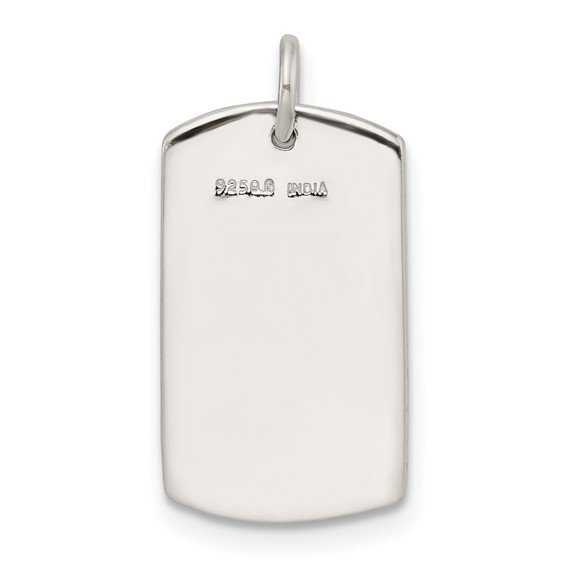 Sterling Silver Polished My Hero Dog Tag Pendant