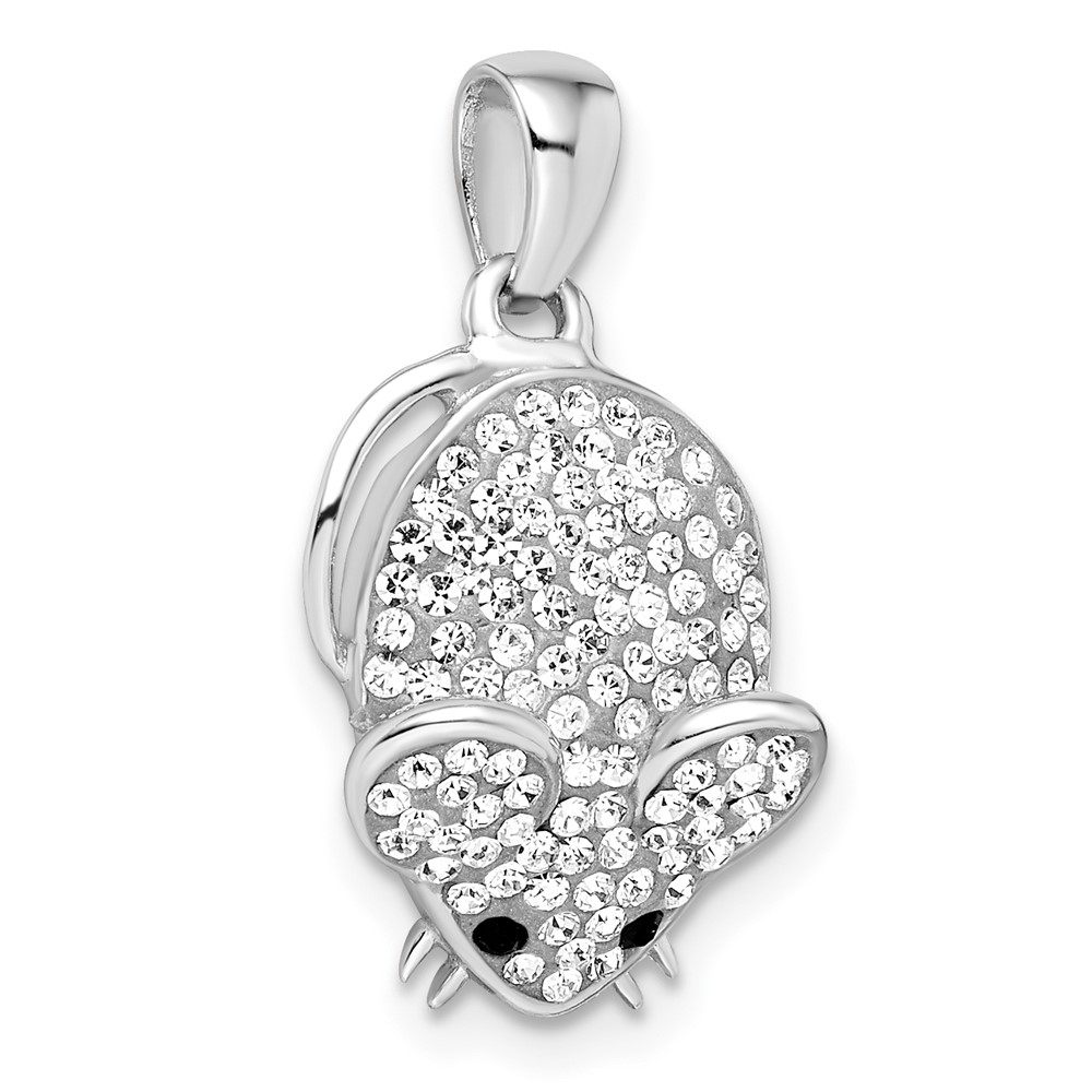 Sterling Silver Rhodium-plated Preciosa Crystal Mouse Pendant (QC11018)