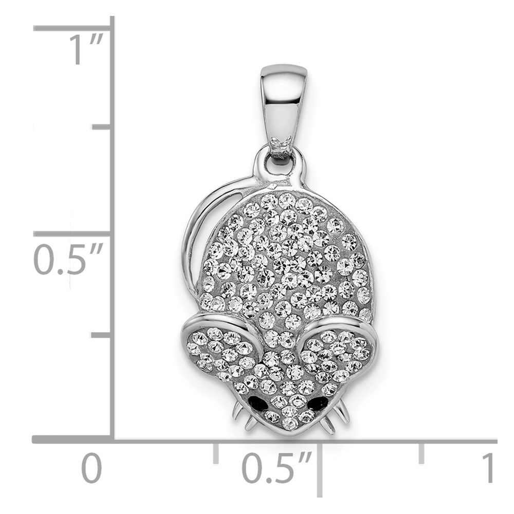 Sterling Silver Rhodium-plated Preciosa Crystal Mouse Pendant (QC11018)