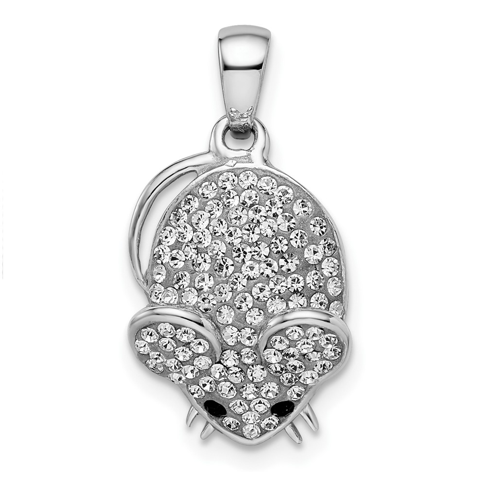 Sterling Silver Rhodium-plated Preciosa Crystal Mouse Pendant (QC11018)
