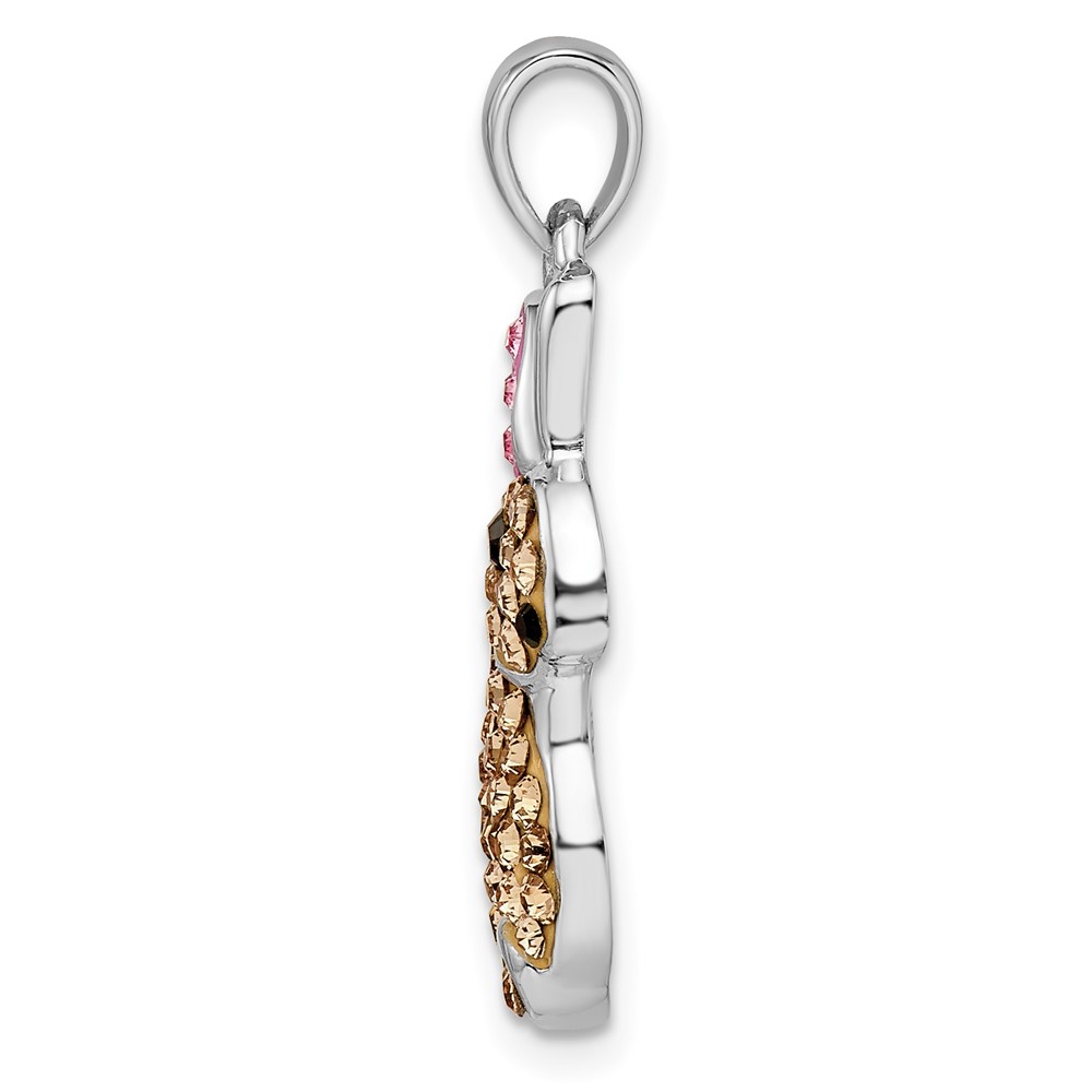Sterling Silver Rhodium-plated Preciosa Crystal Rabbit Pendant (QC11019)