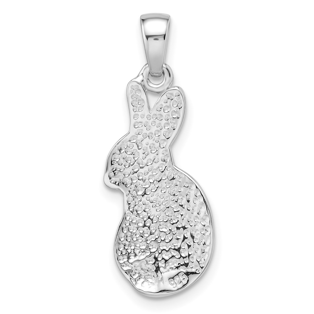 Sterling Silver Rhodium-plated Preciosa Crystal Rabbit Pendant (QC11019)