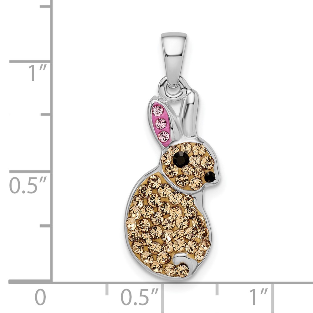 Sterling Silver Rhodium-plated Preciosa Crystal Rabbit Pendant (QC11019)