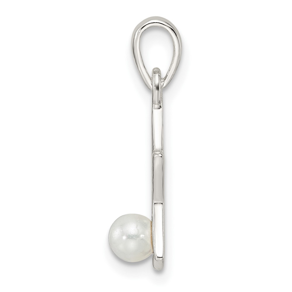 Sterling Silver Rhodium-plated Polished Imitation Pearl Star Pendant (QC11021)