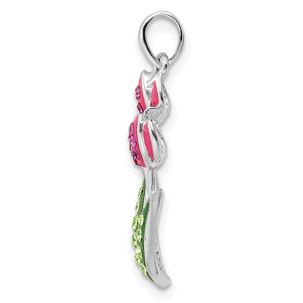 Sterling Silver Rhodium-plated Preciosa Crystal Tulips Pendant (QC11022)