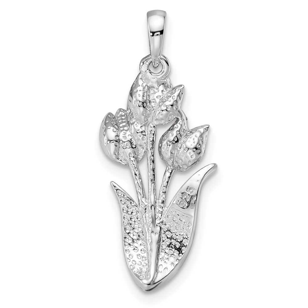 Sterling Silver Rhodium-plated Preciosa Crystal Tulips Pendant (QC11022)