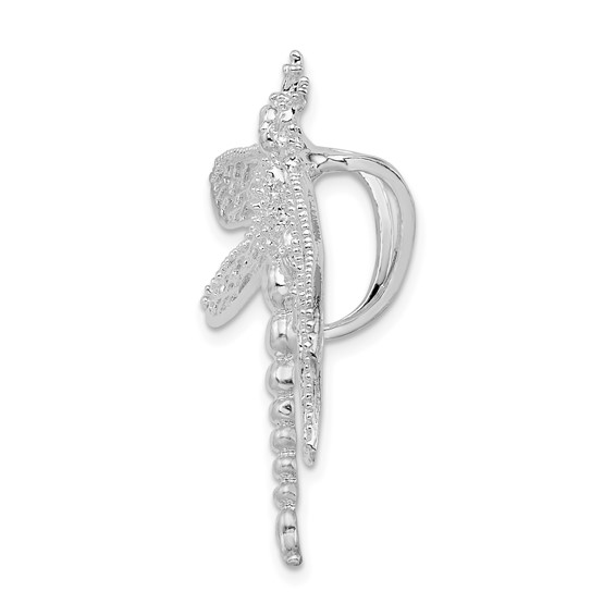 De-Ani Sterling Silver Rhodium-Plated Polished Dragonfly with Filigree Wings Slide