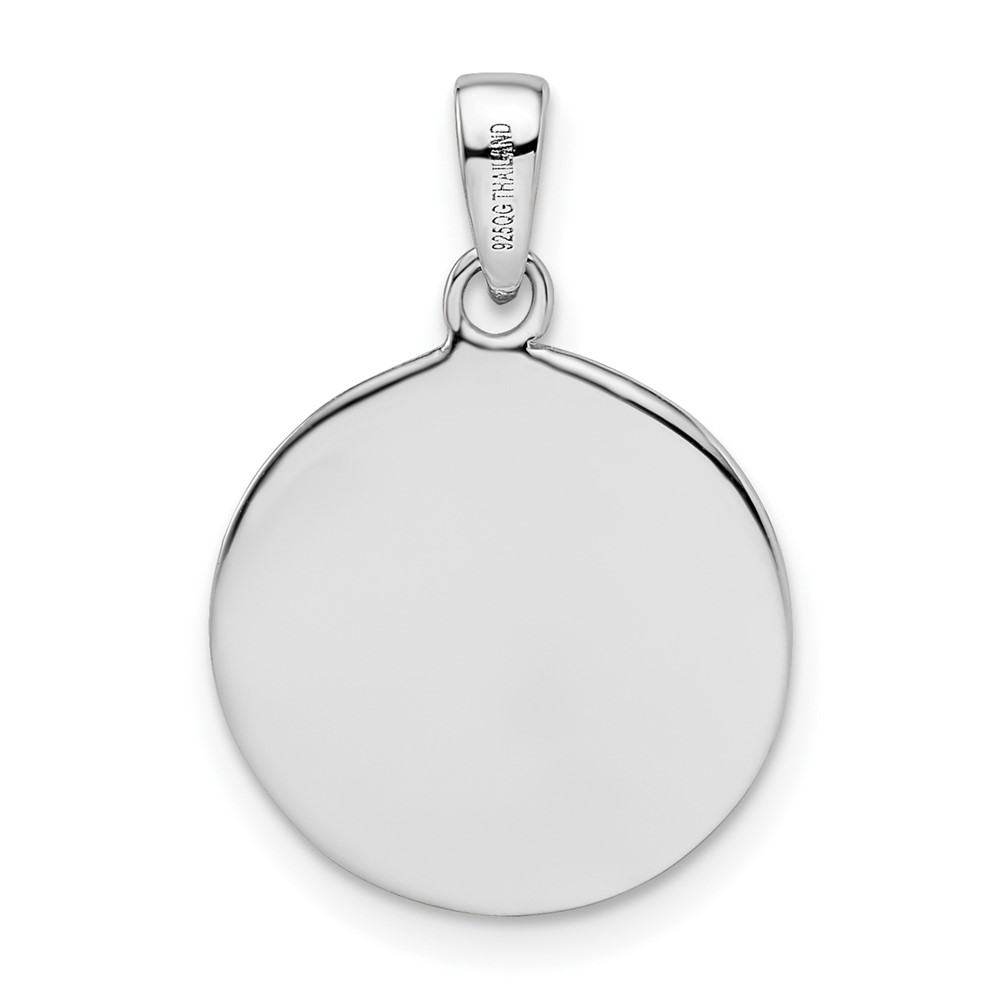 Sterling Silver Rhodium-plated Oxidized Circle Tree Pendant (QC11045)
