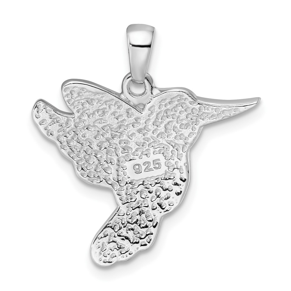 Sterling Silver Rhodium-plated Preciosa Crystal Hummingbird Pendant (QC11047)