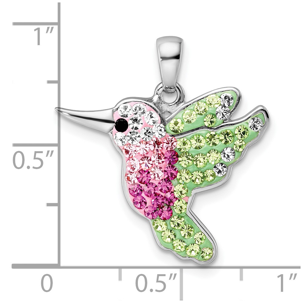 Sterling Silver Rhodium-plated Preciosa Crystal Hummingbird Pendant (QC11047)