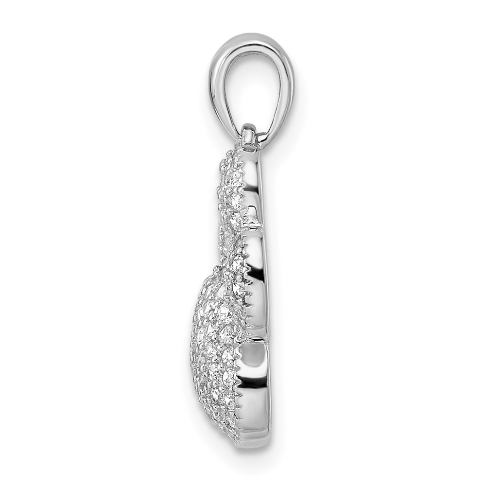 Sterling Silver Rhodium-plated Polished CZ Paw Print Pendant (QC11063)